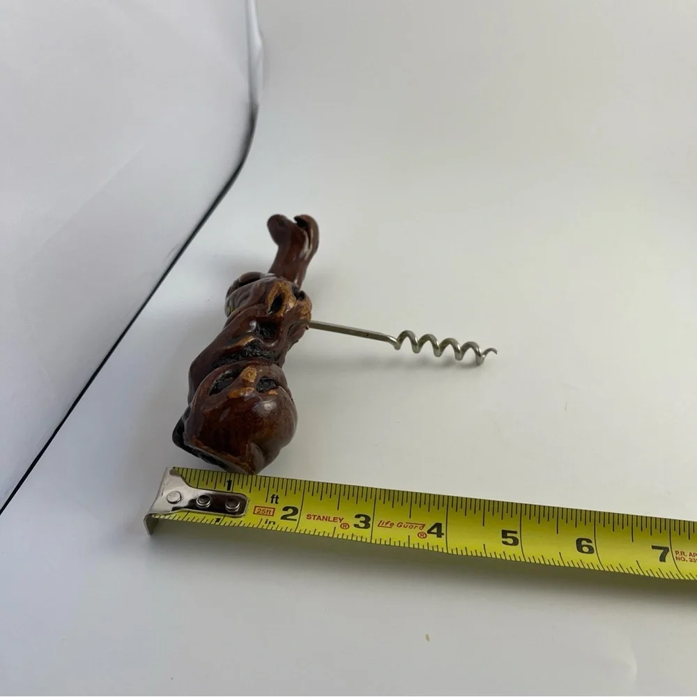 Vintage Burl Wood Cork Screw Grape Vine Twisted Wood Wine Bottle Opener